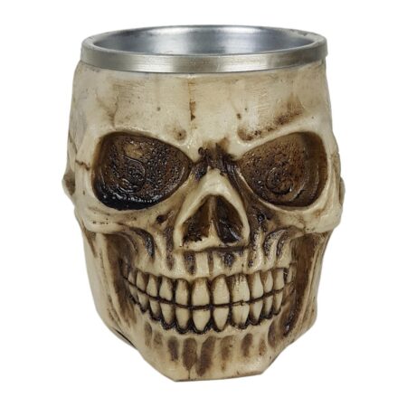 Caneca Cranio Em Resina E Aço - 300ml